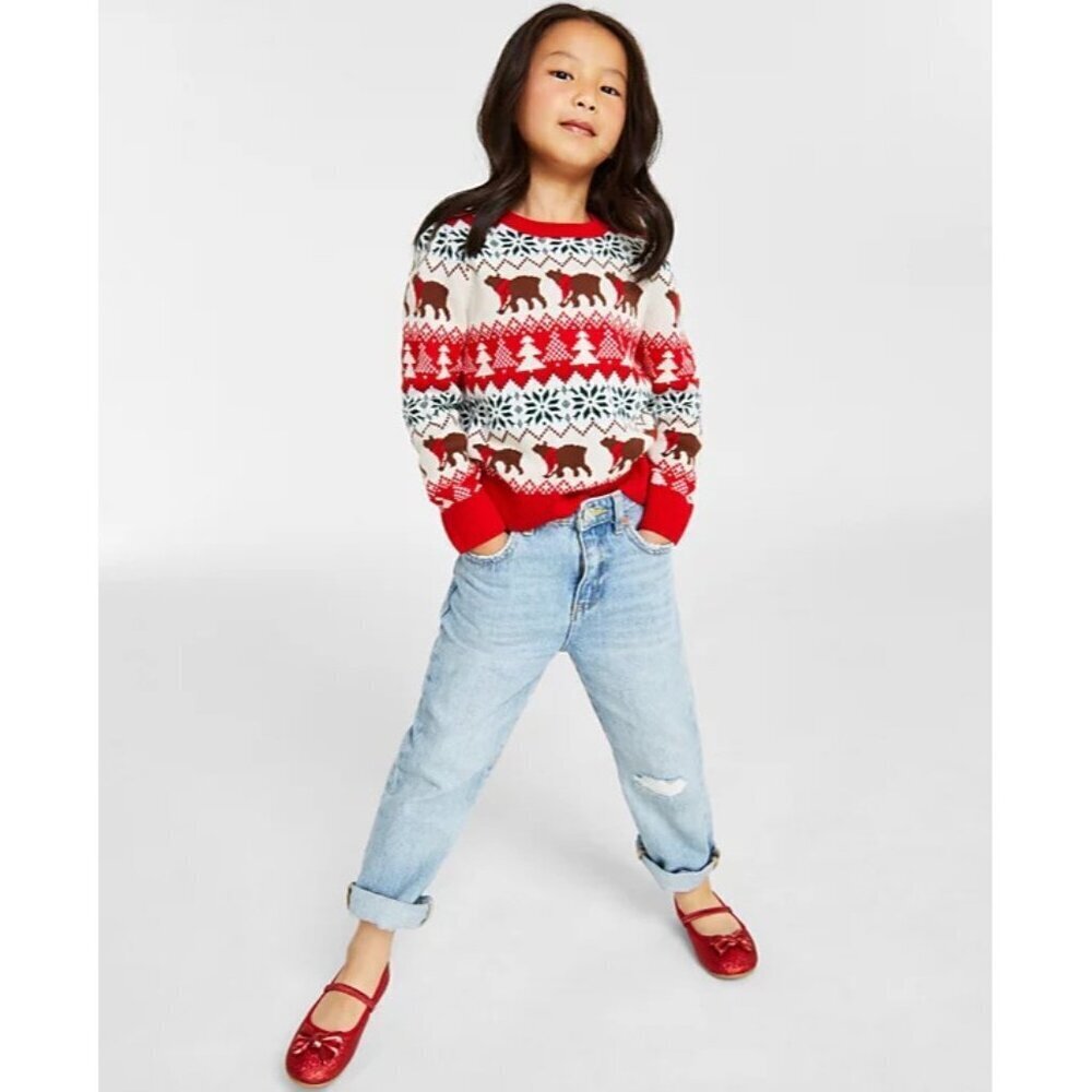 Holiday Lane Toddler Girls Size 3T Santa Bear Crewneck Sweater‎ in Red $40 126